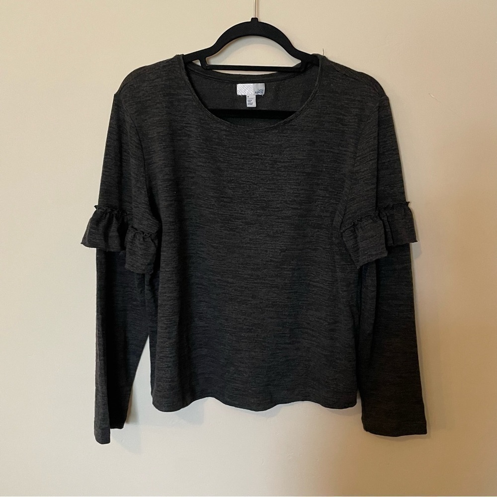 14th & Union Grey Ruffle Sweater